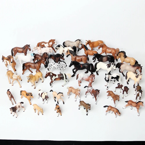 Realistisk häst samlarbar fölfigurer Set, gårdsdjur Häst djurmodell Actionfigur Tårta Toppers Presentpaket barnleksak