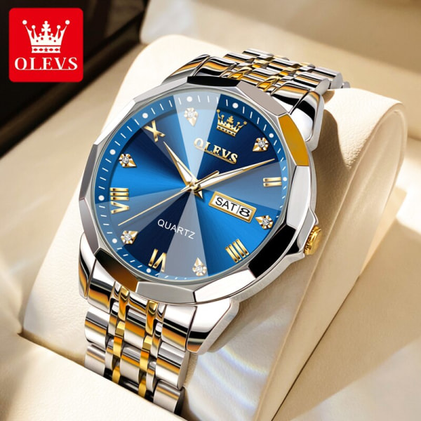 OLEVS Watch Quartz Classic rostfritt stål Diamond Luxur Armbandsur Business  Classic Quartz Analoga klockor för män 9931 blue 9931 646f | blue 9931 |  Fyndiq