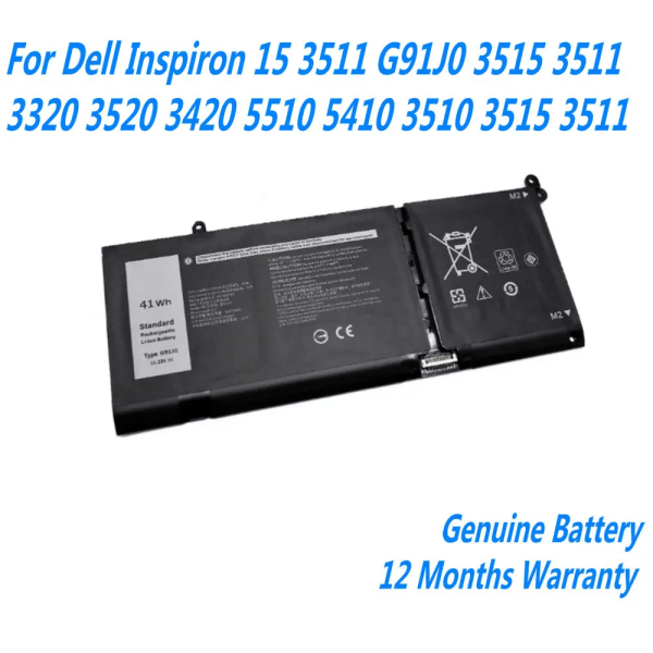 Laptopbatteri NYTT G91J0 för Dell Inspiron 15 3511 3515 3320 3520 3420 5510 5410 3510 3515 11,25V 41Wh
