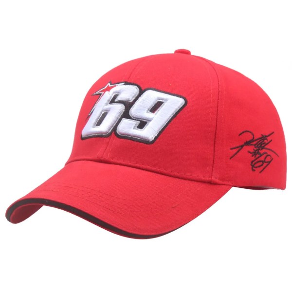 Motorcykel Racing Basebollkeps för Män 3D Broderi 69 Snapback Hatt Red