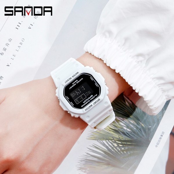 SANDA Brand Digital Watch Lyx G Style Elektroniska Klockor Watch För Kvinnor Män Stoppur Countdown Armbandsur 293 Pink