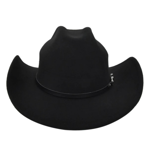 Vinter Höst Vintage Western Cowboyhatt för män 8 cm bred brätte Gentleman Lady Jazz Cowgirl Hattar Sombrero Hombre Kepsar Black
