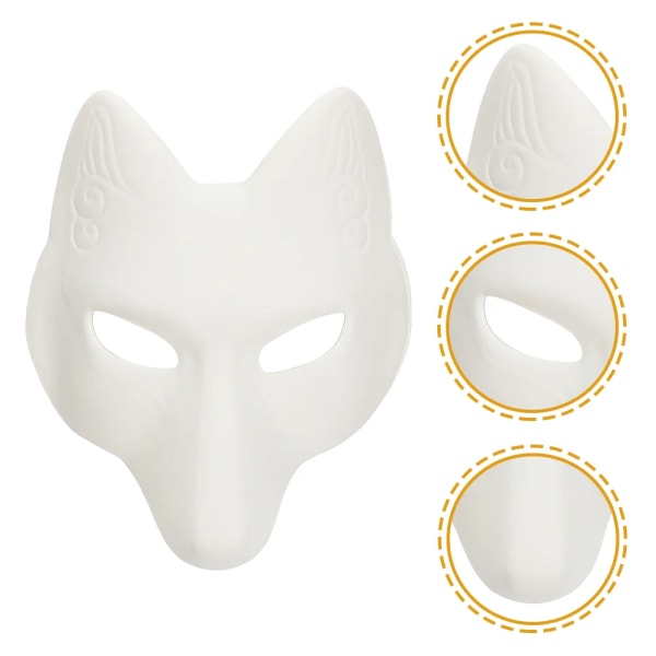 2 st DIY Fox Mask Halloween Omålad Maskerad Barn Tomma kostymer Vuxna Dekorera Festdekoration Pu Barnmasker Therian White