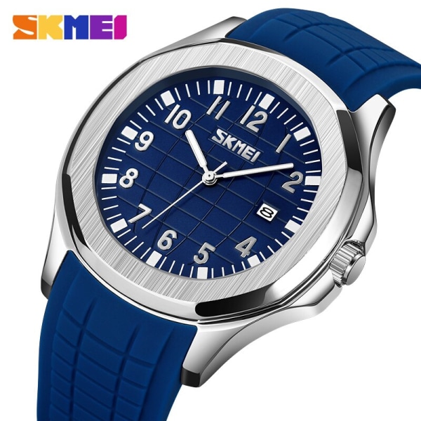 SKMEI Top Luxury Märke Silikonrem Business Klocka Vattentät Quartz Armbandsur För Man Casual Date Watches Herr reloj hombre White
