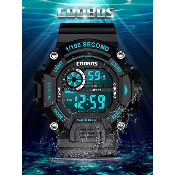 COOBOS 30M vattentät digital watch för män Sport Elektronisk LED-armbandsur Casual Lysande Svart Blå Man Clock reloj hombre Blue Purple