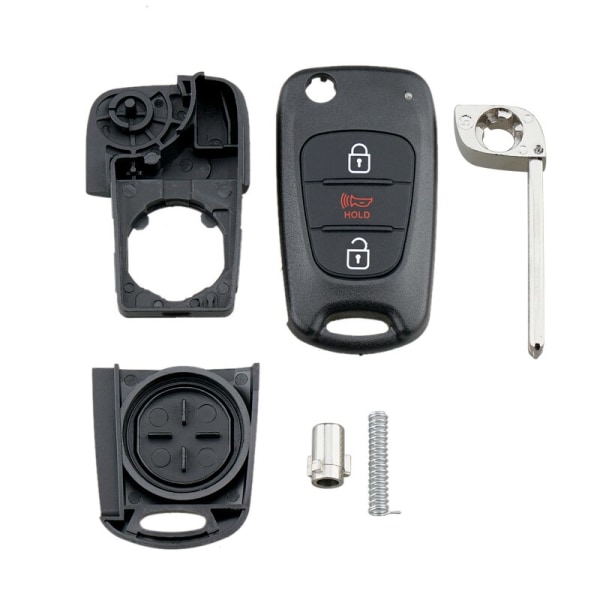 Svart bilnyckelskal med 3 knappar, ej skuret blad, för fjärrkontroll, inget chip, case, case för KIA bilnycklar HYN I30 IX35 Kia K2