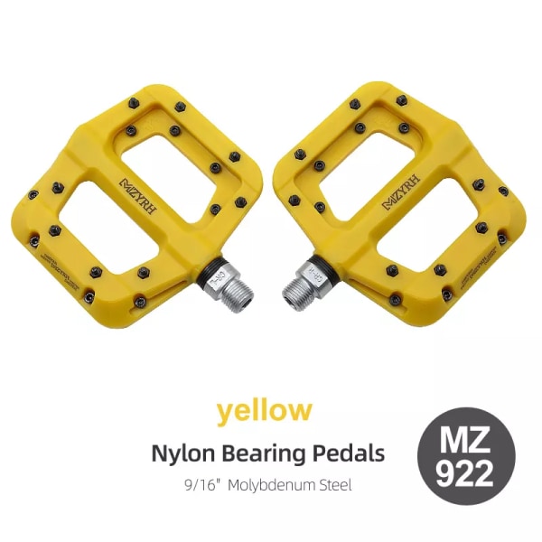Cykelpedal Anti-halk Ultralätt Nylon MTB Mountainbike Pedal Tätade lager Pedaler Cykeltillbehör Delar MZ922 yellow