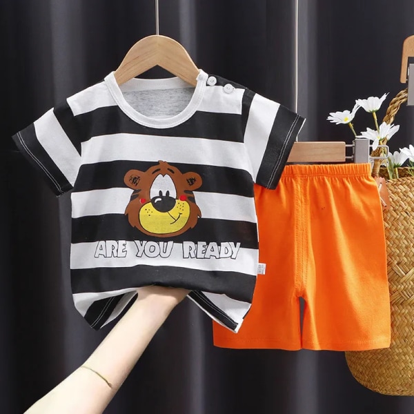 Märke Bomull Baby Fritidssport Pojke T-shirt + shorts Set Toddler Baby 11 3y to 4y 110