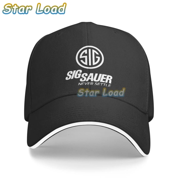 Sig Sauer Firearms Never Settle Logo Retro Klassisk Gevär Pistol Vapen Jakt Cap-2