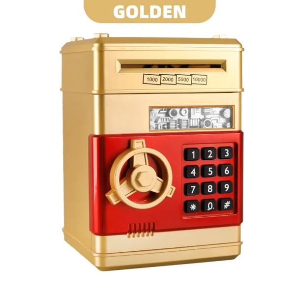 Elektronisk spargris kassaskåp Penningboxar för barn Bankomat Lösenord Penglåda Pengar Myntsparbox Bankomat Julklappar för barn Gold