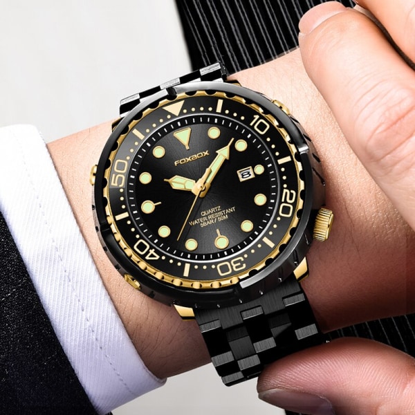 LIGE Mode Watch 50M Vattentät Lysande Sportarmbandsur Roterande Bezel Quartz Watches med Auto Date Relogio Masculino Full Black