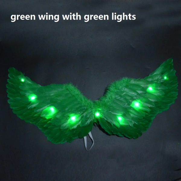 Kvinnor Girl Angel Light Up Tutu Kjol Pannband Glow Feather Wing Cosplay Birthday-wing wing L