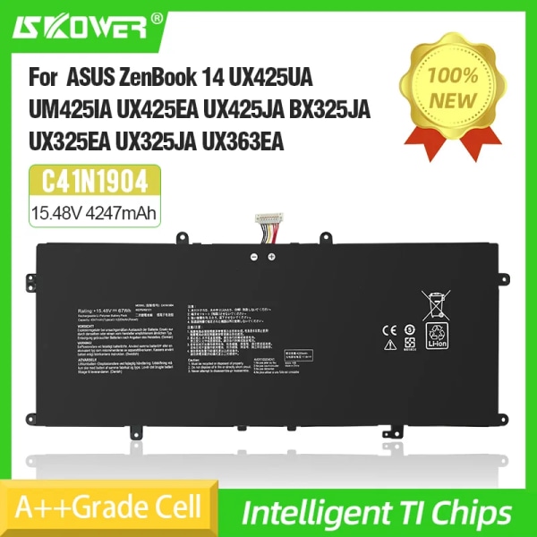 Laptopbatteri SKOWER C41N1904 för ASUS ZenBook 14 UX425UA UM425IA UX425EA UX425JA BX325JA UX325EA UX325JA C41N1904-1 batterier