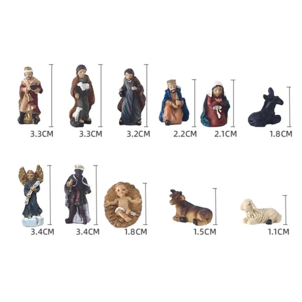 Staty Julkrubba Set Julkrubba Figurer Jesusbarnet Krubba Miniatyrer Ornament Kyrka Katolsk Gåva Heminredning