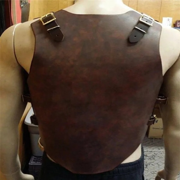 Medeltida Viking Larp Warrior Bröst Skulder Gladiator Armor Steampunk Gothic Knight Spaulder Set Läder Cosplay Bröstskydd Black breastplate One size