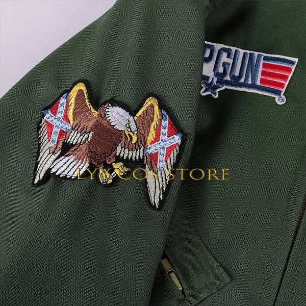 Film Top Gun Cosplay Anime American Airforce Green Uniform Jumpsuits Halsband Glasögon Set Halloween Party Outfit för Kvinnor Män set 120