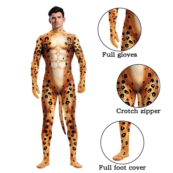 Zawaland Animal Beast Unisex cover Elastisk Sex Party Wolf Zentai Body Halloween Jumpsuit Cosplay Kostym Petsuit 1021 XXL