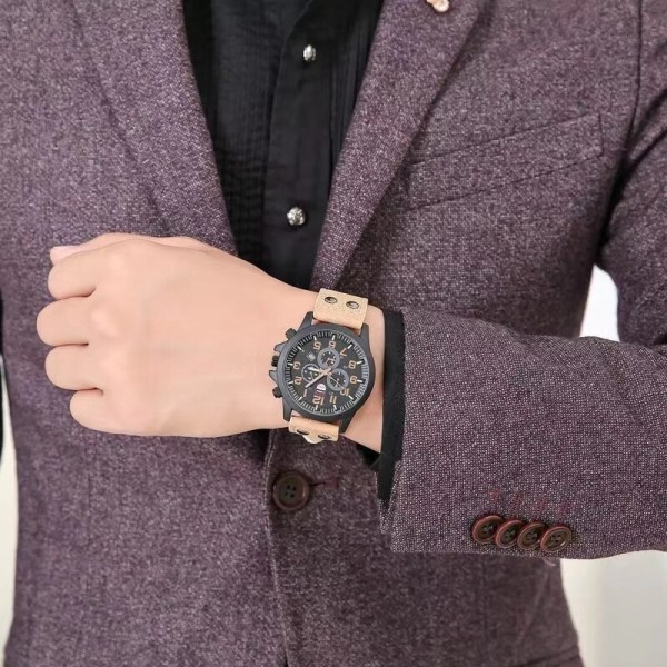 Watch för män Mode Simple Business Bälte Quartz Watch Deep brown