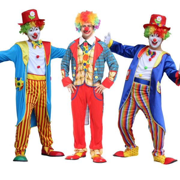 Vuxna män Rolig Cirkus Clown Hatt Dräkt Dam Stygg Joker Fancy Cosplay Carnival Dress Up Ingen peruk ZC-023 5XL