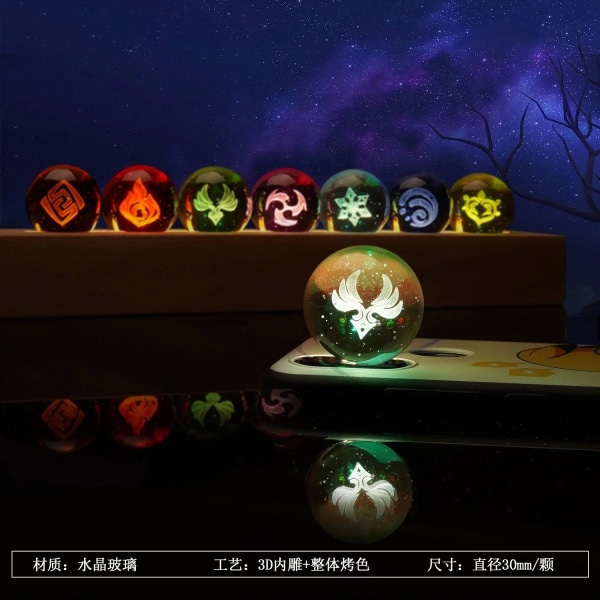 Genshin Impact Crystal Ball Luminou 7 Element Crystal Ball Vision Lnazuma Wendi Xiao Staty Figurine Cosplay Dekoration Leksak Present