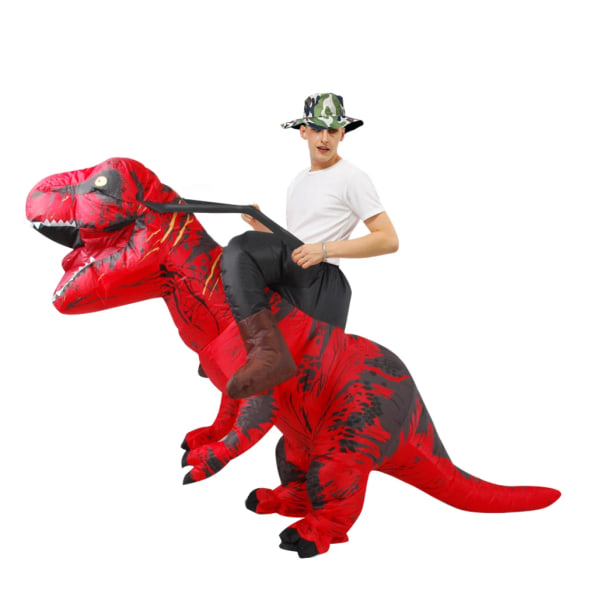 Fancy maskot dinosaurie uppblåsbar dräkt för vuxen man kvinna rida på dino kostymer Halloween cosplay klänning jul T-rex kostym Red 140-195cm
