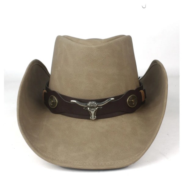 100 % läder Män Kvinnor Svart Western Cowboyhatt Hatt med bred brätte Utomhus Sombrero Hombre Cowgirlhatt Black
