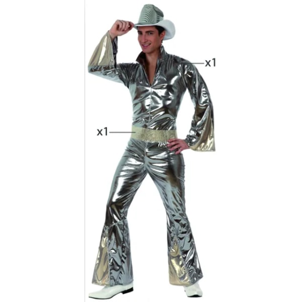 Phertiful 60S Disco Kostym för män Festkläder Outfit Jumpsuit Kostymer Plus Size PHMC010-2 S