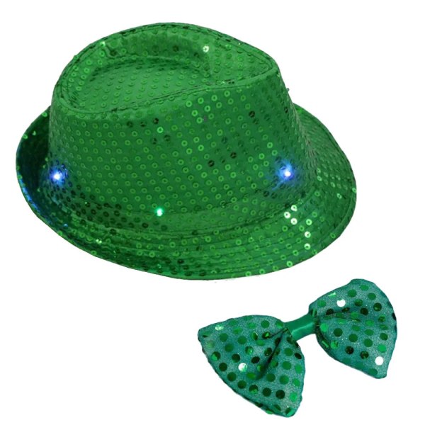 Fedora Blink Paljett Light Jazz Cap Hip Hop Hatt Glasögon Slips Glow Neon Party Bar-Typ 36 Type 36 children