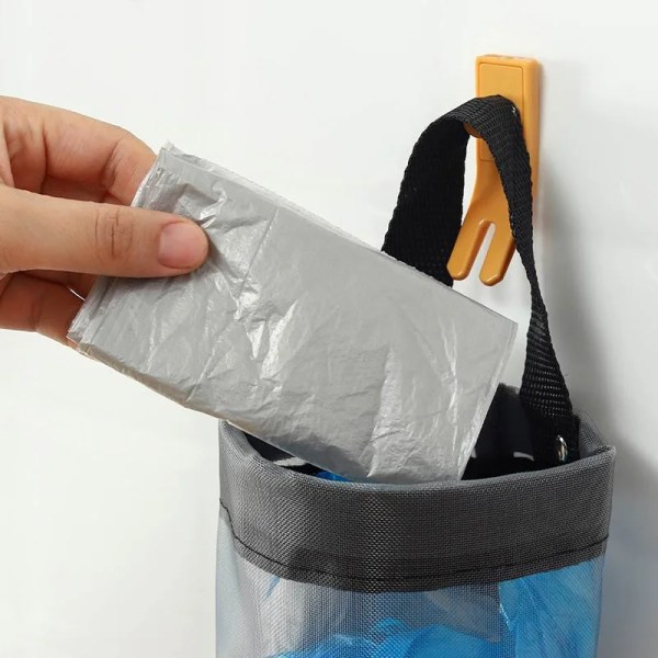 Hem Livsmedelspåshållare Väggfäste Plastpåshållare Dispenser Hängande förvaring Skräp Soppåse Organizer 04-44x11cm