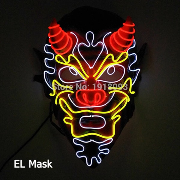 Hot Sales Halloween LED Mask Party Masque Maskerad Masker Skräck Neon EL Mask LED style 2