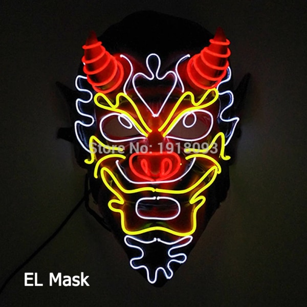 Hot Sales Halloween LED Mask Party Masque Maskerad Masker Skräck Neon EL Mask LED style 22
