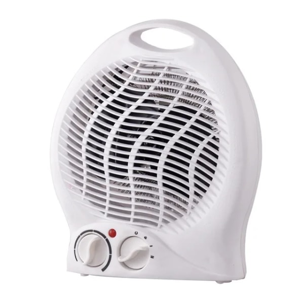 Bärbar upprättstående värmefläkt, justerbar termostat, överhettningsskydd, 2 värmeinställningar 1000-2000 W, Vit-Vit White