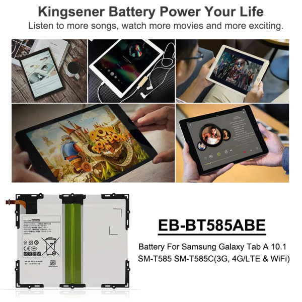 Laptopbatteri KingSener EB-BT585ABA EB-BT585ABE Surfplatta För Samsung Galaxy Tab A 10,1" 2016 SM-T580 SM-T585 SM-P580 SM-P585 SM-T587