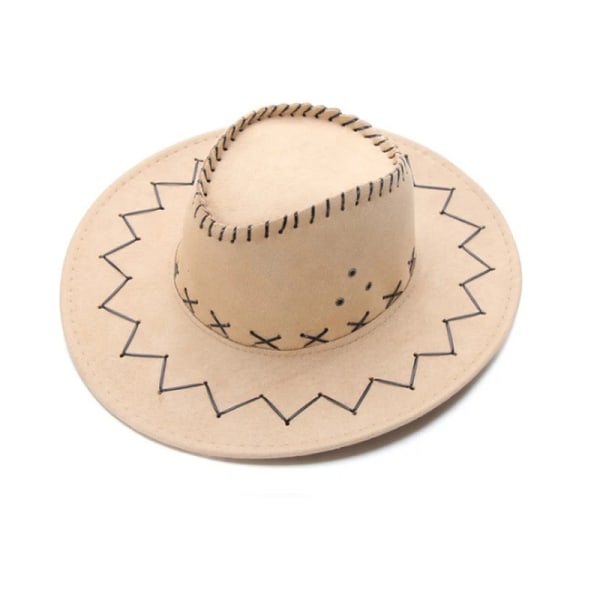 Western Cowboyhatt för damer Sommar för Gentleman Ridning Jakt Cowgirl Cap Mode Mocka Resor Solkepsar med bred brätt Light beige