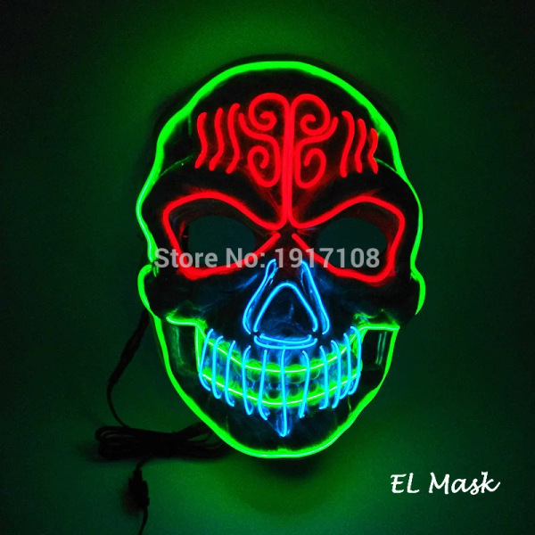 Hot Fashion LED Luminous Mask Halloween Mask LED Light Up Party Masker Festival Glow mask 42