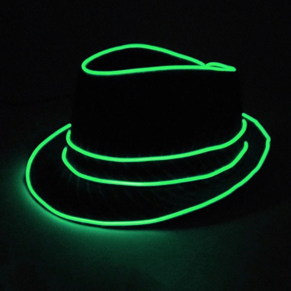 Halloween Jul EL Wire Light Up Paljett Jazz Hat Vuxen Neon LED Luminous Festival Fest Dress Up Cap för män och kvinnor green