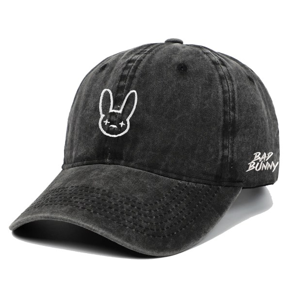 Rapper Reggaeton Artist Dad Hat Bad Bunny 100 % bomull Hattar Snapback unisex washed black