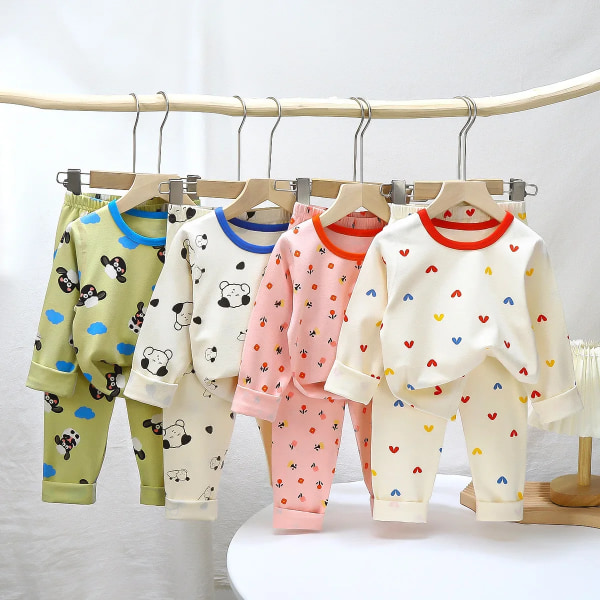Set för pojkar och flickor Klädset för små flickor 2 Picec-set Baby Boy Homewear Long Johns kostymer Colored Rabbit 160cm