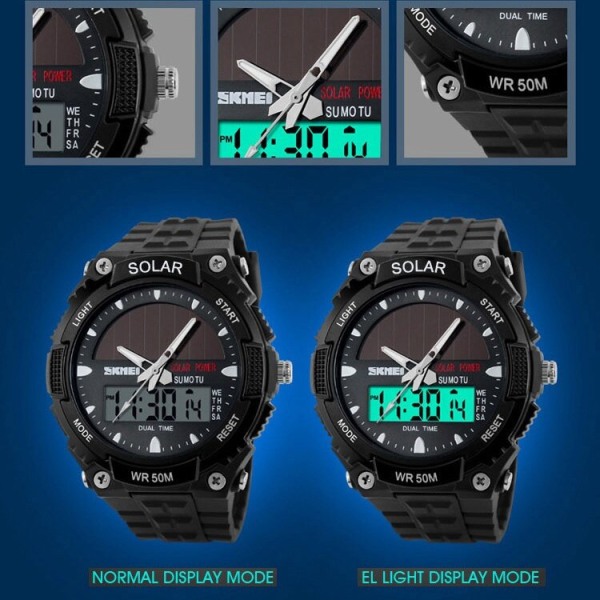 Watch Herrklocka Man Digital Armbandsur Power 12/24 timmar Vattentät Watch relogio masculino SKMEI 2019 Black