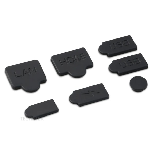 7st USB HDM-gränssnitt Cover Svart Set för PS5/PS5 Slim Console Dammtät Plugg för PS5 Tillbehör Black
