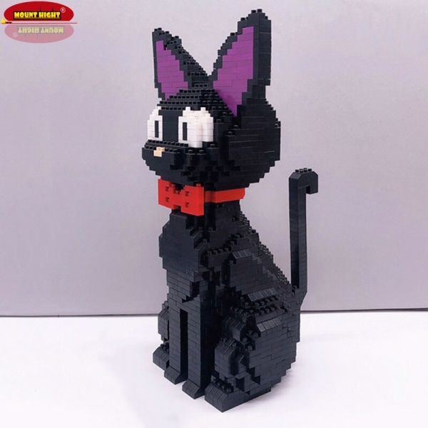 Anime Totoro No Face Man Katt Cartoon Djur Husdjur Paraplymodell DIY Mini Diamantblock Tegel Bygg Barn Vuxen Leksak Present JiJi Black Cat Without Box