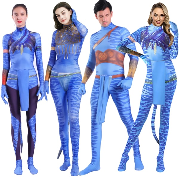 Avatar Kostym Cosplay Kvinnor och Män Par och Barn Familj Tjej Bobysuit Jumpsuit Alien The Way of Water Jul Halloween women C S