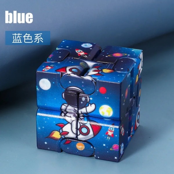 Barn Vuxen Dekompressionsleksak Stress relief Cube Fidget Toys Lindra stress Roligt Handspel Pussel Infinity Magic Cube Square blue