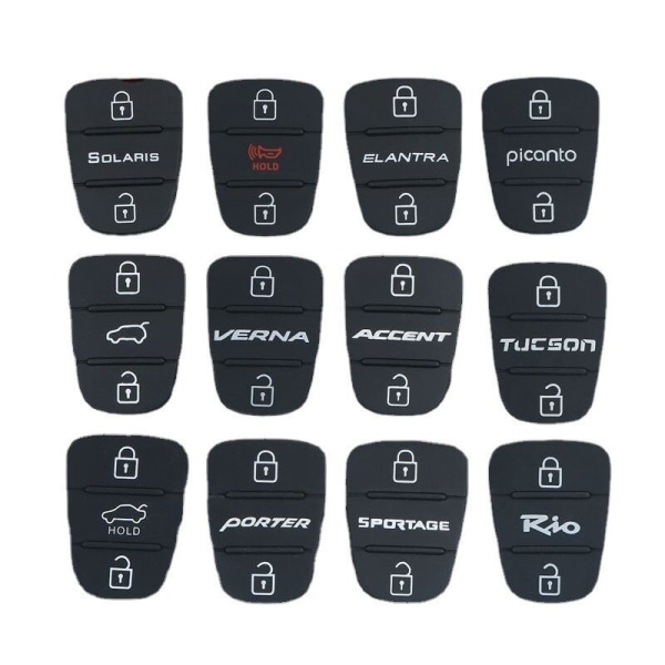 Bilfjärrkontrollskal till Hyundai Kia, 3 knappar, gummistämpel, Picanto, Rio, Sportage, Soladditive, Accent 4.3, Fils, L10, L20, L30, CEED SOLARIS 3 boutons