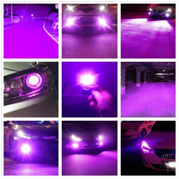 Lila-14000LMH1 H3 H7 H11 H9 9005 HB3 H10 9006 HB4 880 881 5202 H16 PSX24W PSY24W LED-strålkastare Dimlampa Vit Blå Gul Röd Lila Grön Purple-14000LM H16(JP)