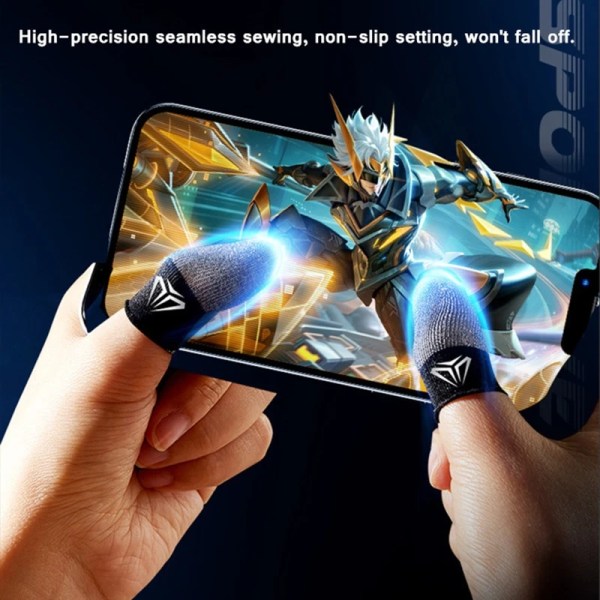 2 st Mobile Game Fingertop Handskar Svettsäkra Anti-halk Touch Screen Finger Sleeve Andas Gaming Fingertop Cover För Gamer 3374-A