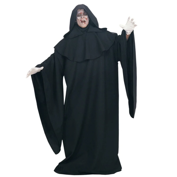Rädsla Mörk Demon Spöke Cosplay Kostymer Vuxna Män Halloween Fest Maskerad Kläder Skrämmande Scream Wizard Kappa Dräkt Black M