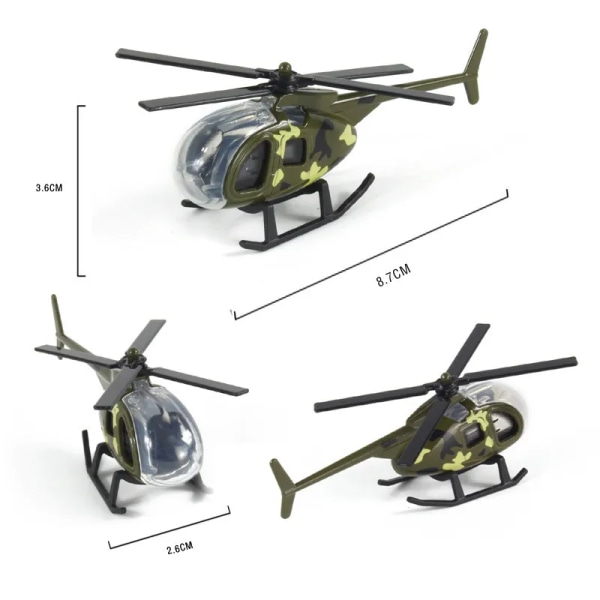 Helikopterleksak i barnlegering, flygplansmodell, militärprydnader, körsimuleringsleksak, julklapp, 1 st - Under tryck och leksaksfordon Army Green