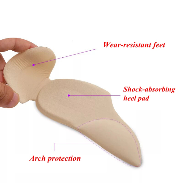 1Par Gel Silikon skoinsatser T-Shape Grips hälkuddar för skor Inläggssulor Fot Hälskyddsdynor presenter för kvinnor Lycra apricot
