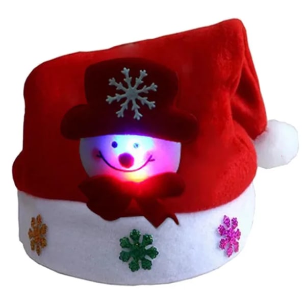 LED-julhattar Light Up Cap Jultomtehatt Snögubbe Älg Julhatt för vuxna barn Nyår Festtillbehör för julfester Snowman